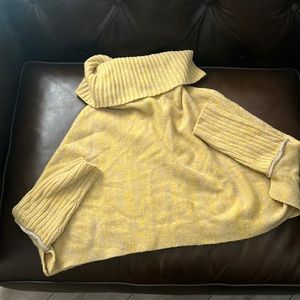 Cashmere turtleneck lined (fold over) cropped fit sweater with wrist detail